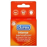 Durex Intense Sensation Lubricated Condoms,3 Condoms