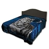 Wolf on Blue Queen Size Blanket