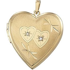 IceCarats Designer Jewelry 14K Yellow Gold Heart Locket With Diamond Accent 21.25X20.25 Mm