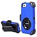 iPhone 5/5S Case, iPhone SE Case, BENTOBEN [Swivel Belt Clip Holster ] [Kickstand ] Shockproof Heavy Duty Rugged Bumper High Impact Dual Layer Protective Case for iPhone 5/5S/SE,Dark Blue&Black