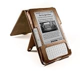 Tuff-luv G7_16 Saddleback Genuine Leather Hide Case Cover For Amazon Kindle Global Wireless - Brown
