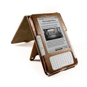 Tuff-Luv G7_16 Saddleback Genuine Leather Hide Case Cover for Amazon Kindle Global Wireless -  Brown