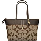 COACH SIGNATURE BROWN STRIPE SHOULDER PURSE HANDBAG NEW