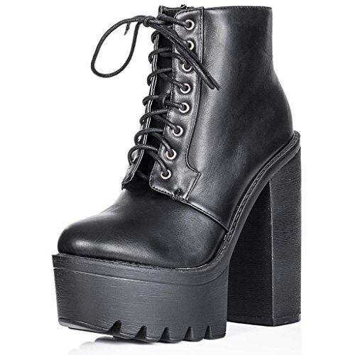 Ankle Boots Pumps - Black Synthetic Leather
