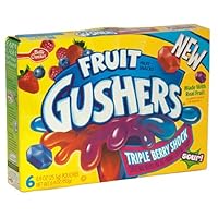 Fruit Gushers Fruit Flavored Snacks, Triple Berry Shock, 6-Count Pouches (Pack of 12)