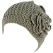 Crochet Flower Vent Knit Beanie Skull Winter Hat Gray