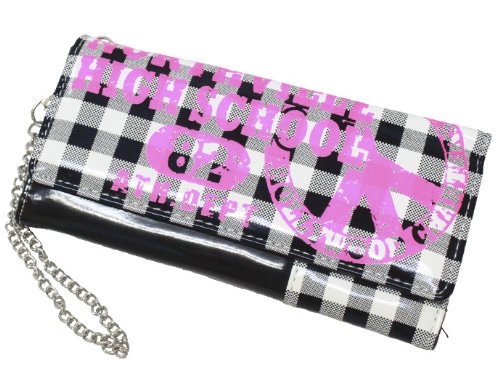 ソフトエナメルピースマーク蛍光プリントチェーンウォレット（長財布）