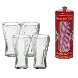 Coke Glasses and Straw Holder 5-pc. Set