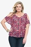 Torrid Plus Size Pink Leopard Chiffon Cold-Shoulder Top