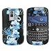 Black with Blue Hawaiian Flower Snap on Hard Skin Cover Case for Blackberry Bold 9000...