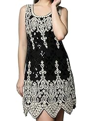 Polyester Paisley Embroidered Sequined Mesh Vintage  Dress