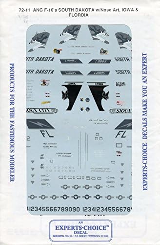 Experts Choice Decals 1:72 ANG F-16's South Dakota w/Nose Art Iowa &amp; FL #72-11*