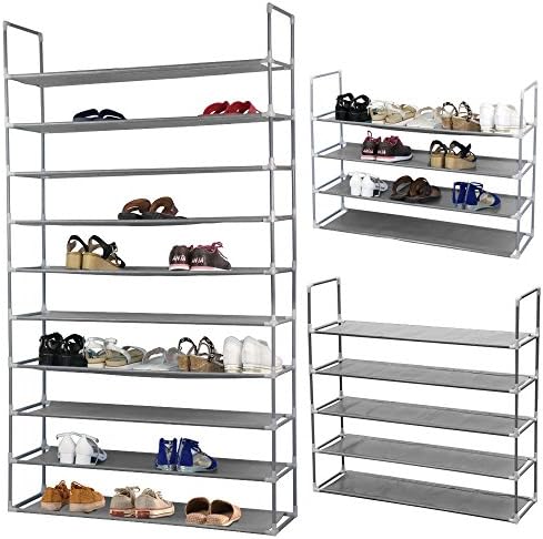 10 Tiers 50 Pairs Standing 50 Pairs Metal Shoe Rack Storage Tower Organizer US
