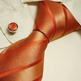 51WPh6fxalL. SL160  Burnt orange designer mens ties striped holiday gifts fashion silk necktie cufflinks set A1076 Reviews