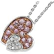 14K White and Rose Gold Pink Sapphire and Diamond Heart Necklace