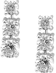 14K White Gold Three-Stone Diamond Earrings - 2.00 Ct. -- LIFETIME WARRANTY