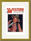 Gold Framed/Matted Print 17x23, Western Story Magazine: The Shooter