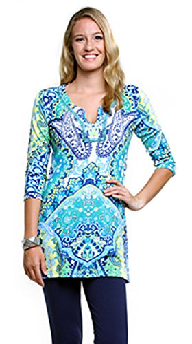 Joyous & Free – Santorini, 3/4 Sleeve Tunic Mini Dress with Sweetheart Collar Joyous & Free – Santorini, 3/4 Sleeve Tunic Mini Dress with Sweetheart Collar