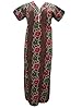 Brown Long Caftan Maxi Dress Floral Print Cotton Kaftans M/L