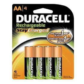 Duracell Pre Charged Rechargeable NiMH AA Batteries, 4-Pack