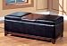 Kitchen & Housewares : Black Vinyl Storage Ottoman with Coffee Table and Rich Cherry Wood base