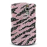 Sparkling Pink with Black Zebra Animal Strip Full Diamond Rhinestone Snap on Hard Skin Bling Cover Case for Blackberry Curve 8300 8310 8330