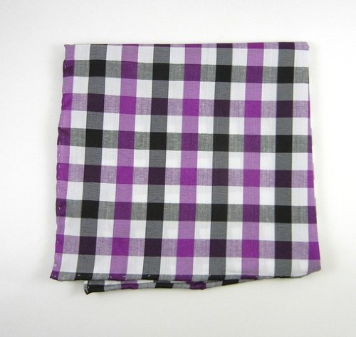 100% Cotton Violet and Black Color Table Plaid Pocket Square
