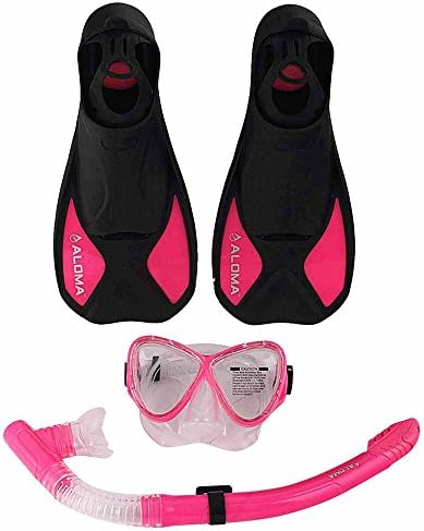 ALOMA Snorkeling Mask Snorkel Fins Set Adult Scuba Diving Fuchsia S