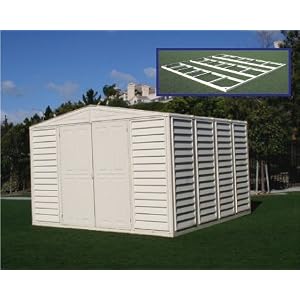 Click to buy DuraMax Model 10x10 WoodBridge Vinyl Storage Shed with foundation from Amazon!