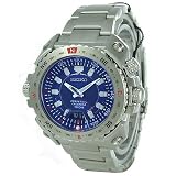 Seiko Mens All Stainless Steel Perpetual Calendar Atlas Watch with Blue Dial. Model: SNQ037 by Seiko