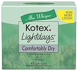 Kotex Lightdays Comfortably Dry Aloe Scented Pantiliners, 42 Count, (Case of 6)