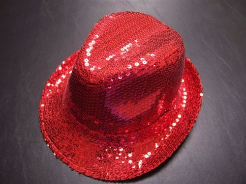 Sequin Covered Fedora / Red / Red Hat Lady Society