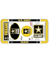 Sports: NCAA United States ARMY Thin Rim Domed Hybrid Style with Bonus Decals "Dad" License Plate Frame - Stockdale