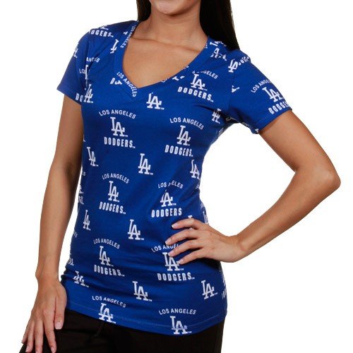 L.A. Dodgers Ladies Royal Blue Maverick Lounge V-neck T-shirt (Large)