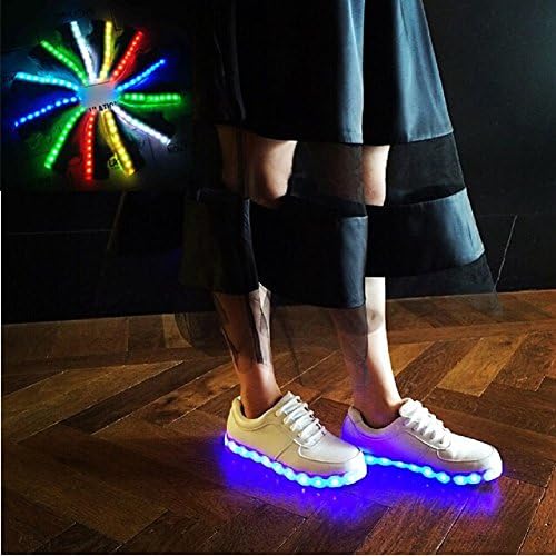 G-small Women Lady Girls Men Boys Glory Fashionable Full Leather Glow LED Flats Shoes Ankle Boot-white-40