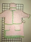 Cpk7bpmntbk, Baby Pink Chenille with Light Mint Trim Girls Cardigan,pant,hat Set with Matching Blanket