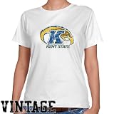NCAA Kent State Golden Flashes Ladies White Distressed Logo Vintage Classic Fit T-shirt
