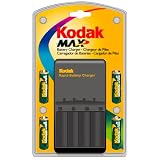 Kodak Max K2000 Battery Charger with 4 NiMH AA Batteries