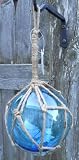 Japanese Glass Fishing Floats Fish Net Buoys Tiki Decor Light Blue