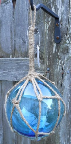 Japanese Glass Fishing Floats Fish Net Buoys Tiki Decor Light Blue