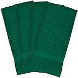 DII 100% Cotton, Machine Washable, Classic, Everyday Kitchen Basic, Waffle Terry Dishtowel, 15 x 26", Set of 4- Dark Green