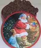 Scott's Cakes Mini Chocolate Covered Pretzels in a Santa Tin