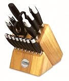 KitchenAid 16-Piece Silicone-Handled Cutlery Set in Traditional Natural Block, Black