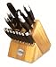 KitchenAid 16-Piece Silicone-Handled Cutlery Set in Traditional Natural Block, Black