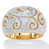 PalmBeach Jewelry Diamond Acc. 18k gold (40 mils) over Sterling Silver Dome Ring