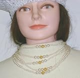 J130, Five Strand Fine Fresh Water Pearl Necklace and Matching Earrings for Women and Teens