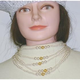 J130, Five Strand Fine Fresh Water Pearl Necklace and Matching Earrings for Women and Teens