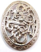 Sterling Silver Ornate Mythological Viking Scandinavian Celtic Serpent Pendant