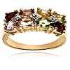 18k Gold Overlay Sterling Silver Multi-Gemstone Ring