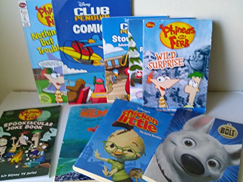 Disney Series Mix: Club Penguin Books: The Great Puffle Switch; Stowaway; Club Penguin Comics Volume 1: Phineas and Ferb Joke Book; Wild Surprise; Nothing but Trouble and the Chronicles of Meap (Book Sets for Kids : Grade 1- 3)